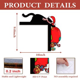 Pigort Christmas Decorations Funny Black Cat Door/Window Coner Toppers Windows Walls DIY Craft for Christmas Party Ornament (Black cat 3)