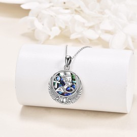 YFN Egyptian Queen Necklace Sterling Silver Nefertiti Pendant Abalone Shell Egypt Jewellery Gifts for Women Girls