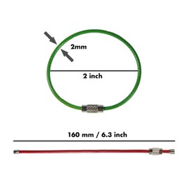 Millennial Essentials 20pack Colored Nylon Coated Stainless Steel Wire Keychains 2mm 6.3 Inches Aircraft Cable Key Ring Loops for Hanging Luggage Tags or ID Tags (Pink 20 Pack)