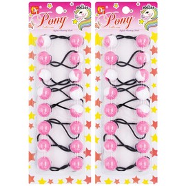 16 Pcs Hair Ties 20mm Ball Bubble Ponytail Holders Colorful White Two Tone Elastic Accessories for Kids Children Girls Women All Ages (Pink)