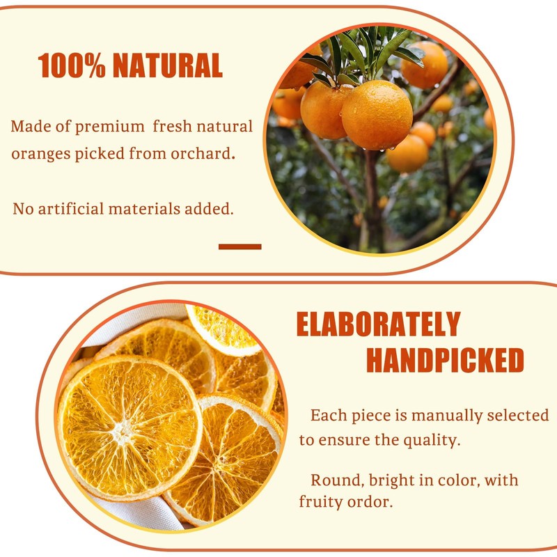 50 Pcs Dried Orange Slices, with 50Pcs Hemp Rope, Christmas