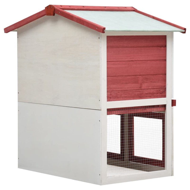 CHARMMA Outdoor Rabbit Hutch 3 Doors Red Wood-Red-14.81KG