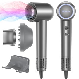 Professional Ionic Hair Dryer with Super Diffuser Nozzle Electric Speed Hair Blower for Home Hotel Car RV and Outdoor Usecolor: Gray, plug type: Us Plug, Voltage (V): 110-120 V