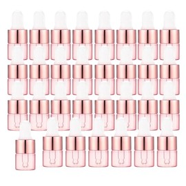 Easeen 50 Pcs Sample Dropper Bottles, 1ml Pink Mini Dropper Bottles with 2 Pcs Plastic Droppers for Traveling Essential Oils DIY Cosmetic Liquid Sample Perfume (Rose Pink)