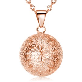 Harmony Bola Pregnancy Necklace, Harmoby Bola Charms for Future Mama Maternal Love Jewelry, 30" Chain, Copper, No Gemstone