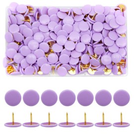 Hocansen 300 Pcs 10x9mm Round Creative Colorful Drawing Pins for Blackboards, Cards and Notice Boards(Purple/NZ-PT)