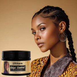 Ultikare Edge Control Gel for Black Hair - Extra Strong Hold, Long-Lasting Shine, Non-Flaking, 100ml – Edge Tamer for Natural, Curly & Coily Hair, for Black Women & Girls