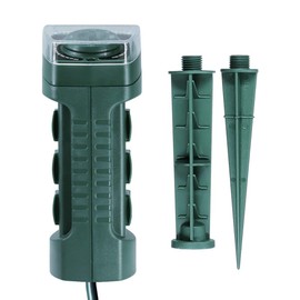 Uninex EC1607 Outdoor Yard Stake with Mechanical Timer, Photocell Light Sensor, Weatherproof, Extra Long, 6-Outlet, UL Listed, 6-Foot