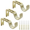 Adjustable Curtain Rod Wall Bracket Hooks, Set of 3, Gold,for