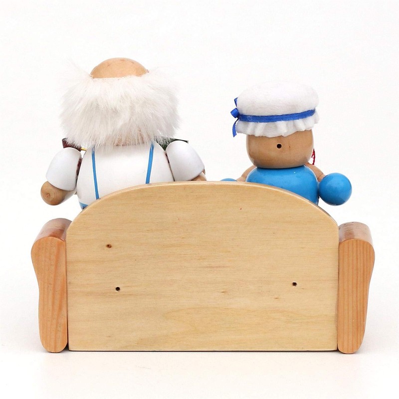 Dekohelden24 Wooden Incense Figurine Grandma and Grandpa on Sofa, Dimensions