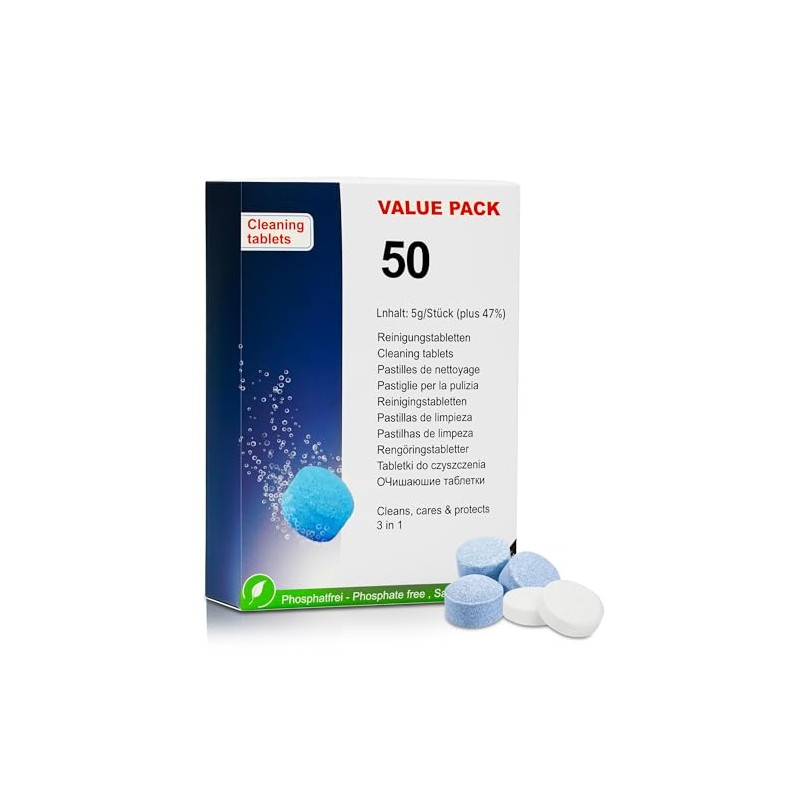 50 Cleaning Tablets Compatible with Fully Automatic Coffee Machines Jura