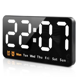Aceshop Large LED Display Alarm Clock, 9.1” Wall Clock Digital Clock Digital Wall Clock with 3 Adjustable Brightness 12/24H Format Auto-Dimming 2 Alarms Snooze Function for Bedroom Living Room Office
