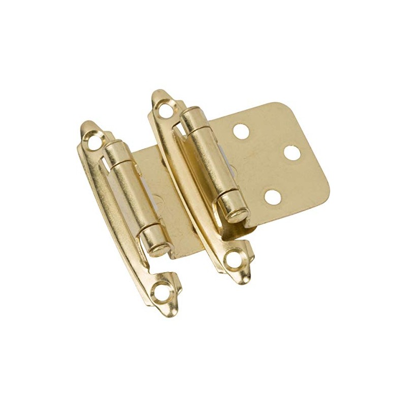 DecoBasics Brass Plated (Gold) Cabinet Hinges for Kitchen Cabinets (10
