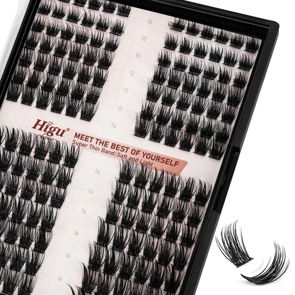 Higu clace Lash Clusters 168pcs DIY Eyelash Extensions Cat Eye
