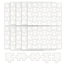 Pack of 10 Blank Puzzles for Painting, 35 Pieces DIY Mini Wooden Puzzle White 10 x 15 cm, Suitable for Children's Colouring Patterns and Birthday Party DIY Crafts