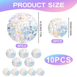 Pack of 10 Prism Window Stickers, Bird Protection for Glass Surfaces, Circular Anti-Collision Stickers, Prism Window Stickers, Circle, for Windows and Glass Doors in Home and Office