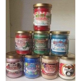 Smoke Odor 13 oz Jar Candles Variety Fragrances Set of Eight Candles Chill, Holiblaze, Mulberry & Spice, Havana Nights, Yin Yang,Evergreen & Berries,Nag Champa & Sugared Cranberry