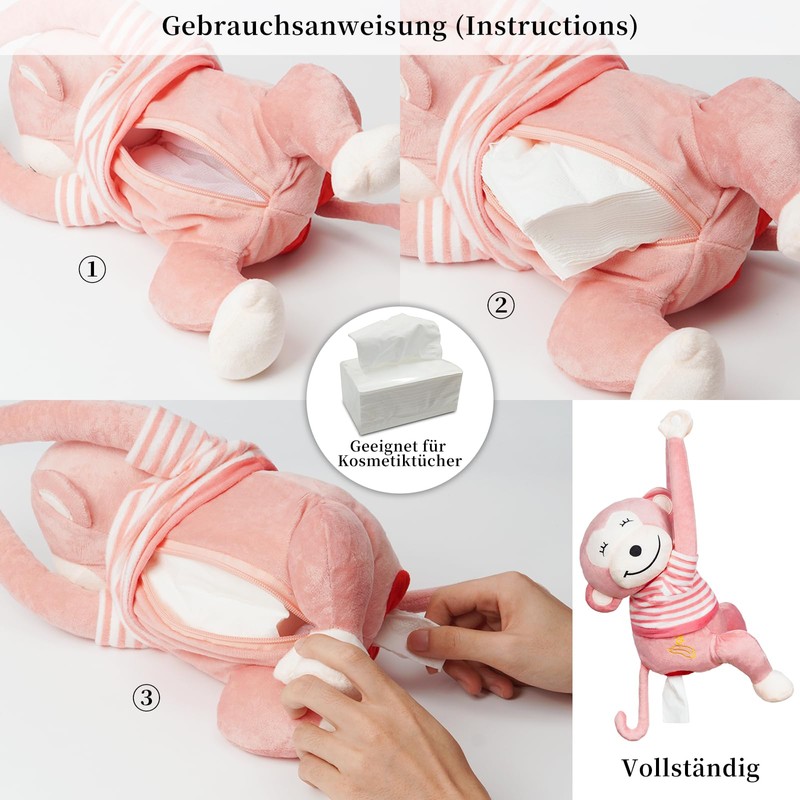 Tissue Holder for Car, Plush Tissue Box, Monkey Tissue Holder,