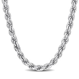 Abbie+Cleo Men's Rope Chain Necklace - 4.3MM - Unisex Design - cadenas de plata para hombres 925 italianas - 925 Italian Sterling Silver- Classic Link Necklace (Rope - Silver - 4.3MM - 20")