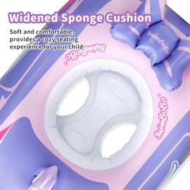 Swimbobo Toddler Pool Float with Seat Boat and Water Gun Inflatable Ride-on Swimming Pool Toys for Kids Outdoor (Purple)