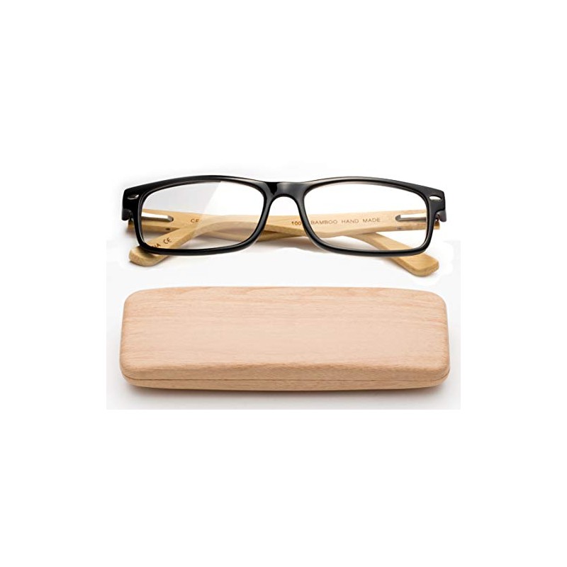 Real Bamboo Reading Glasses Spring Hinge Genuine Bamboo Rectangular Reader