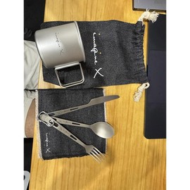 Imagine 이매진 X 티타늄 캠핑 식기 세트 - 가볍고 견고하며 사용하기 쉬운 풀 윈저 디자인 배낭여행, 하이킹, 모험을 위한 내구성 있는 야외 도구 Imagine X Titanium Camping Tableware Set - Lightweight, Durable, and Easy-to-Use Full Windsor Design for Backpacking, Hiking, and Adventure