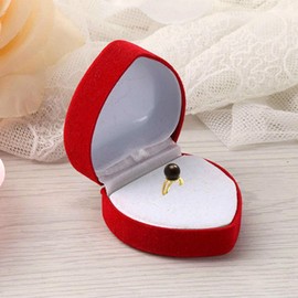 Velvet Heart Shaped Ring Box - Anniversary Wedding Ring Earrings Box - Valentine’s Day Small Box - Jewelry Presentation Box Case Jewelry Organizer Red Jewelry Boxes (Red, 44 * 43 * 32mm)