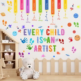 Inspirational Wall Decals for Kids – “Every Child is an Artist” Motivational Quote Stickers – Removable Peel and Stick Decals for Classroom, Nursery, Playroom, or Kids Room Decor