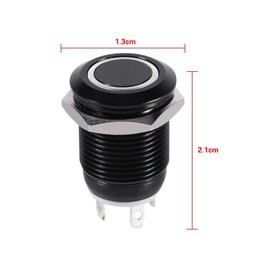 Car Moment Switch Button 12 mm, Car Push Button Switch LED Light Moment Switch Pressure Switch Black Housing 2A Switch, White