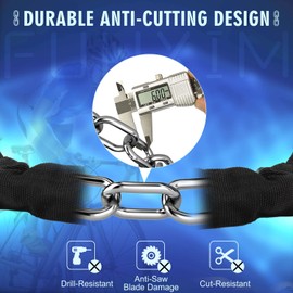 Bike Chain Lock Heavy Duty Bike Lock Anti Theft Bicycle Chain Lock 6MM Thick Bicycle Lock Chain Zinc Alloy Lock Cylinder with 3 Keys for Bikes, Motorbikes, Scooters, Doors, Fences, and Grills