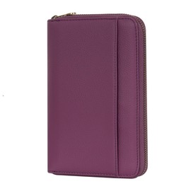 WASON Leather Zipper Travel Passport Wallet Holder RFID Blocking Cover, Passport case Pocket Slot for Card, Cash, ID, Boarding Pass and Ticket for Men, Women and Family Trips (Purple)