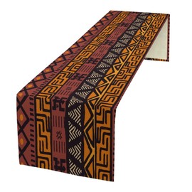 African Tribal Table Runner African Mud Cloth Pattern Abstract Geometric Ethnic Traditional Dinner Runner for Farmhouse Kitchen Dinner Table Holiday Party Decoration 13"x120"