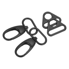 sourcing map Swivel Snap Hook, Zinc Alloy Push Gate Lobster Claw Clasp with Triangle Rings for Lanyard DIY Crafts Making (1", Black)