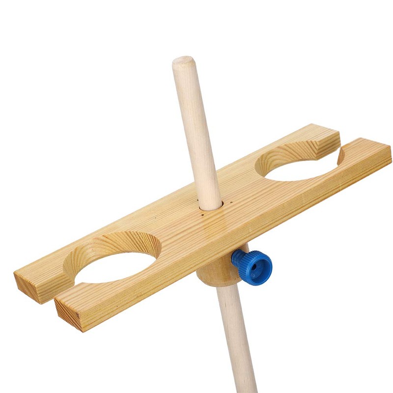 Pssopp 2 Holes Wooden Separating Funnel Stand Holder Adjustable Height