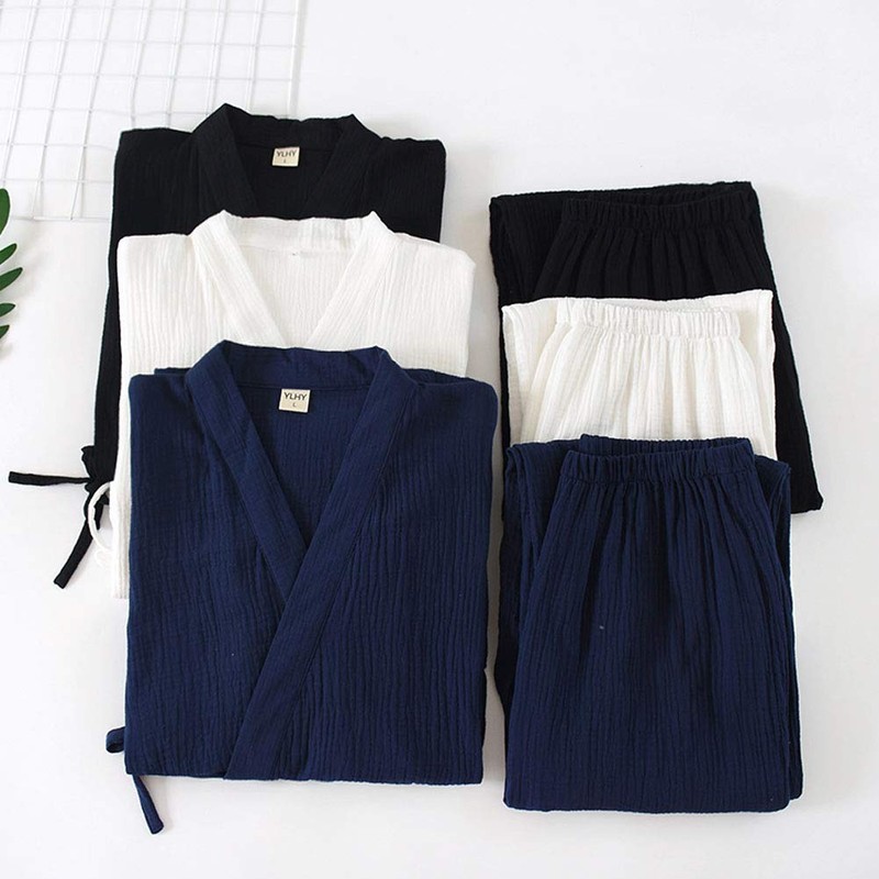 OWLONLINE Men's Japanese Kimono Loose Casual Home Pajamas Nightwear Size