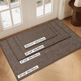 LEKEEPGO Door Mat 24"x47", Non Slip Door Mat Indoor Entrance, Rubber Backing Front Indoor Door mat Washable Absorbent Low-Profile Entryway Entry Resist Dirt Inside Door Mats, Brown
