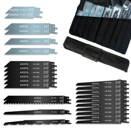 Reciprocating Saw Blades Set 26 Pieces, Aicoya Saw Blade Reciprocating Saw for Metal and Wood with Storage Bag