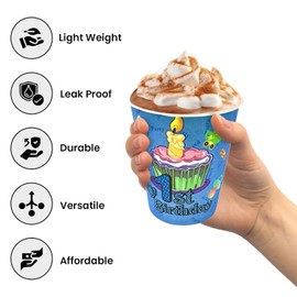 AEX 30pcs 7oz Premium Quality Disposable Blue Paper Cups, Ideal for 1st Birthday, Baby Shower, Party Supplies, Hot & Cold Beverages, Kids Events, Tableware, Festive Drinkware Decorations
