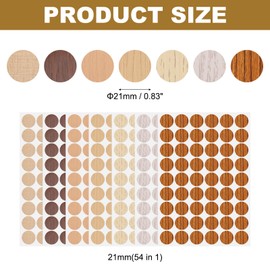 HARFINGTON 7 Sheets Screw Hole Covers Stickers 21mm 54 in 1 Self Adhesive Screw Covers Caps Waterproof Dustproof Sticker PVC for Wall Cabinet Desk Screw Furniture Repairing, 7 Colors