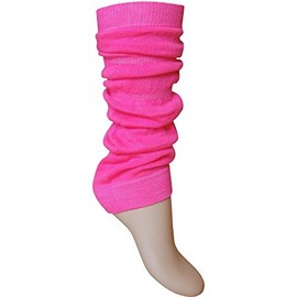B Style Lockers® Women Fancy Stylish Acrylic Leg Warmers Plain Fluorescent 80s Party Neon Retro Ballet Dance Ice Skating Accessories (Sky Blue)