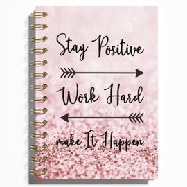 WFSM Inspirational Notebook - Pink Motivational Journal, Motivational Notebook, Positive Gifts Hardcover Spiral Notebook, Inspiring Quotes Journal for Women, Positive Quotes Notebook, 5.5x8.3 Inches