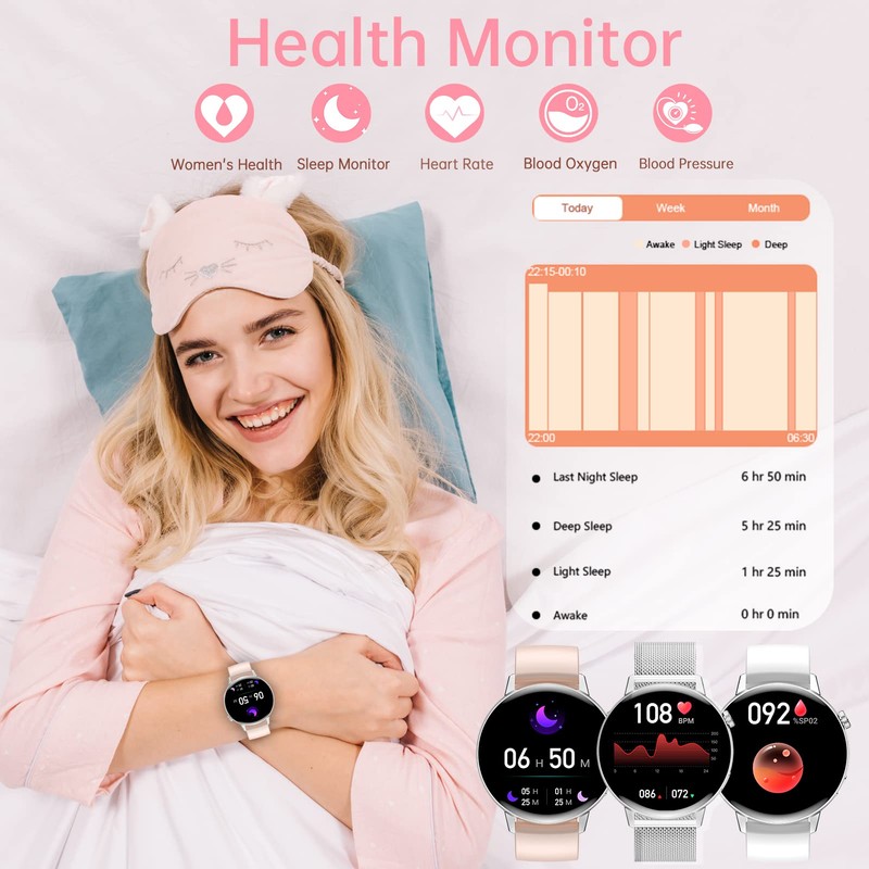 Erkwei Smartwatch Bluetooth Calls Women's Watch Fitness Watch Pedometer for