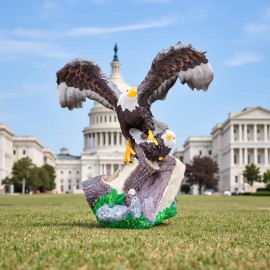 Majestic Eagle with Chick Resin Sculpture 23.5cm H, Realistic Wildlife Statue on Tree Stump Base for Home or Office DecorColor: As picture, Size: One Size