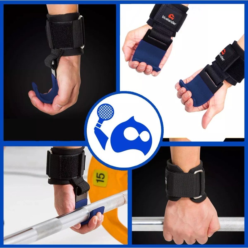 Bluelander Straps Ganchos De Levantamiento Muñequera Gym Crossfit Pesas Color