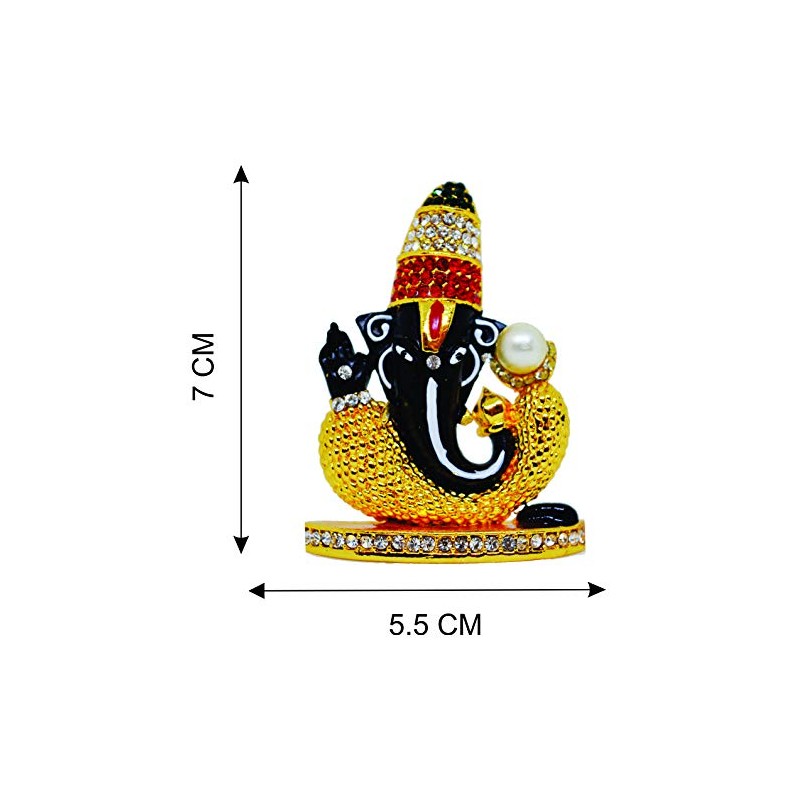 Saubhagya Global Pranav God Ganesha 7CM (Black) Multicolour Gold Plated