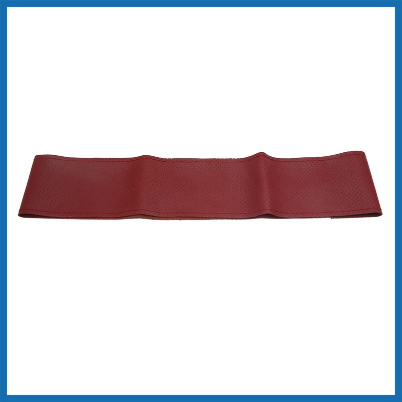A ABSOPRO 38cm Dia Burgundy Faux Leather Car Steering Wheel