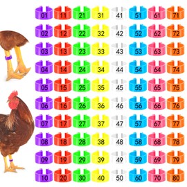 Wanmu 80 Pcs Chicken Leg Bands, 16 mmChicken Leg Band with 8 Colors, Colorful Numbered Chickens Identification Legs Bands Duck Poultry Legs Tags for Chicks Ducks Bantam Guinea Pigeons Goose Gamefowl