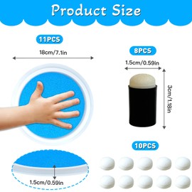 MOAMUN 11PCS 7" Large Washable Ink Pads for Stamping with 18 Sponge Fingers, 15 Colors DIY Fingerprint Ink Pad Paint Pads, Round Rainbow Stamp Pad for Kids Rubber Stamps Paper Crafts Painting Gift