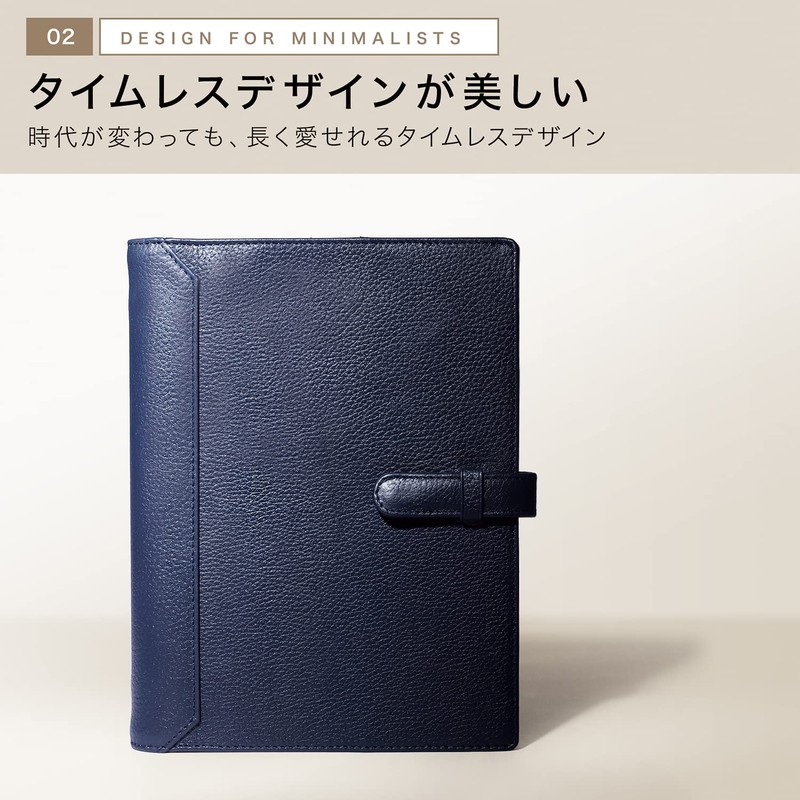 BLUE SINCERE System Notebook, A5 Size, Genuine Leather, 6 Holes,