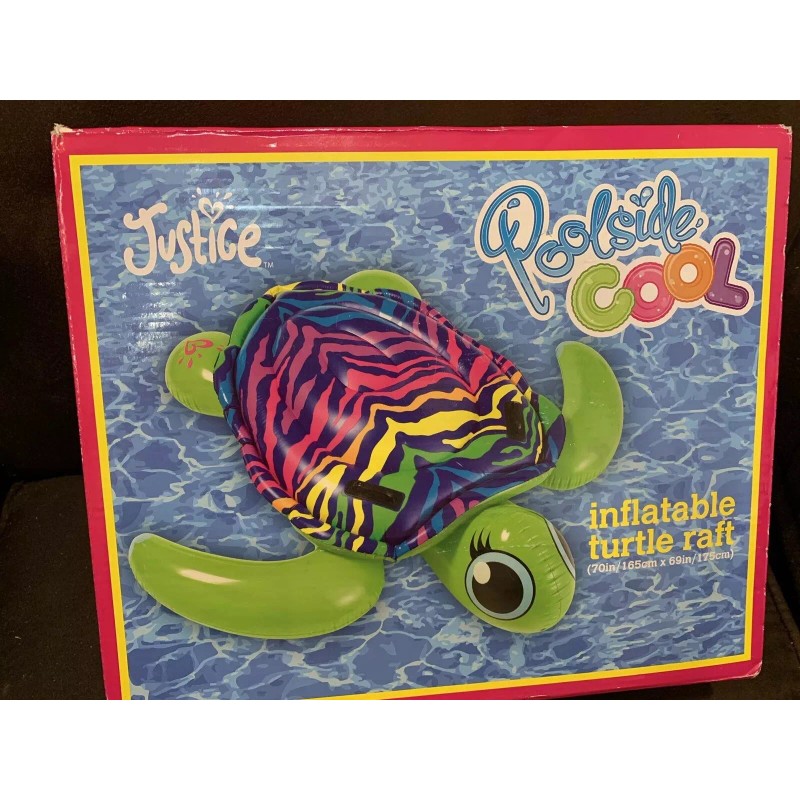 JUSTICE TURTLE GIANT INFLATABLE RAFT POOLSIDE COOL 70” X 69”